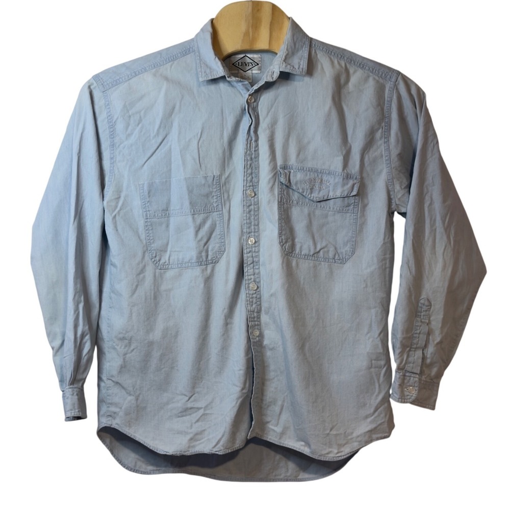 Levi's VTG 80s Chambray Long Sleeve Button Down Shirt Size L Casual Classic
